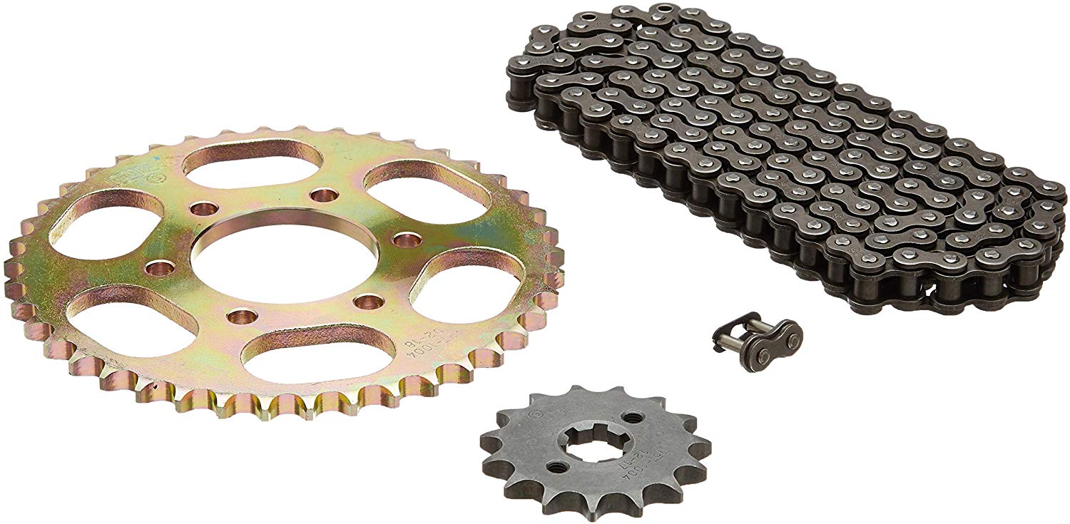 Uno Minda CH-1004 Quadra Rivet Chain & Alloy Steel Hardened Sprockets Chain & Sprocket Kit - R428 SIZE-114L / 15T / 42T(6H) For Bajaj Pulsar 150 OLD 